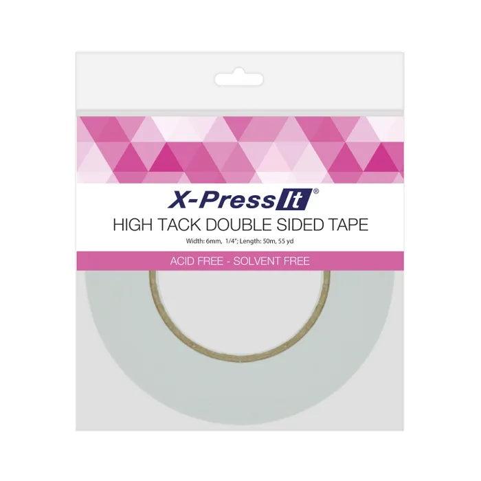 X-Press It High Tack 6mm Double Sided Tape in pink packaging. Useful for extra strong hold in paper craft projects. 