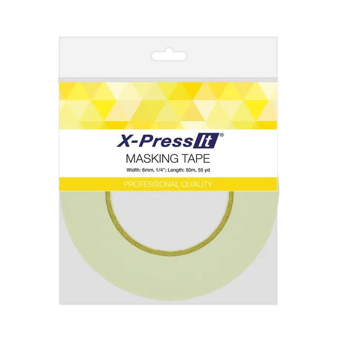 X-Press It 6mm wide masking tape in packaging. Removable tape suitable for masking areas on cards, art journals and scrapbook layouts. 