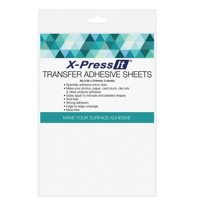 X-Press It transfer adhesive sheets packaging with geometric design on a white background