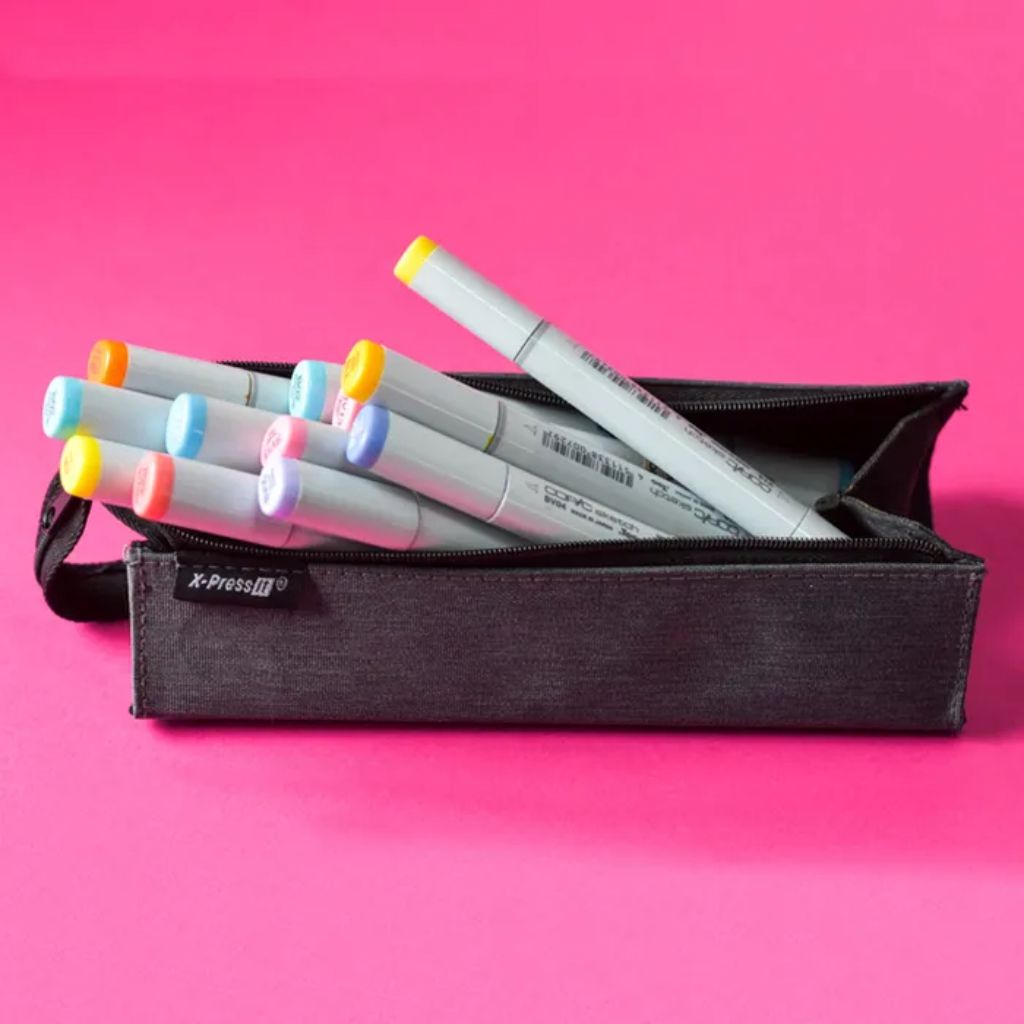 Set of markers in an X-Press It Zipper Tray Pencil Case